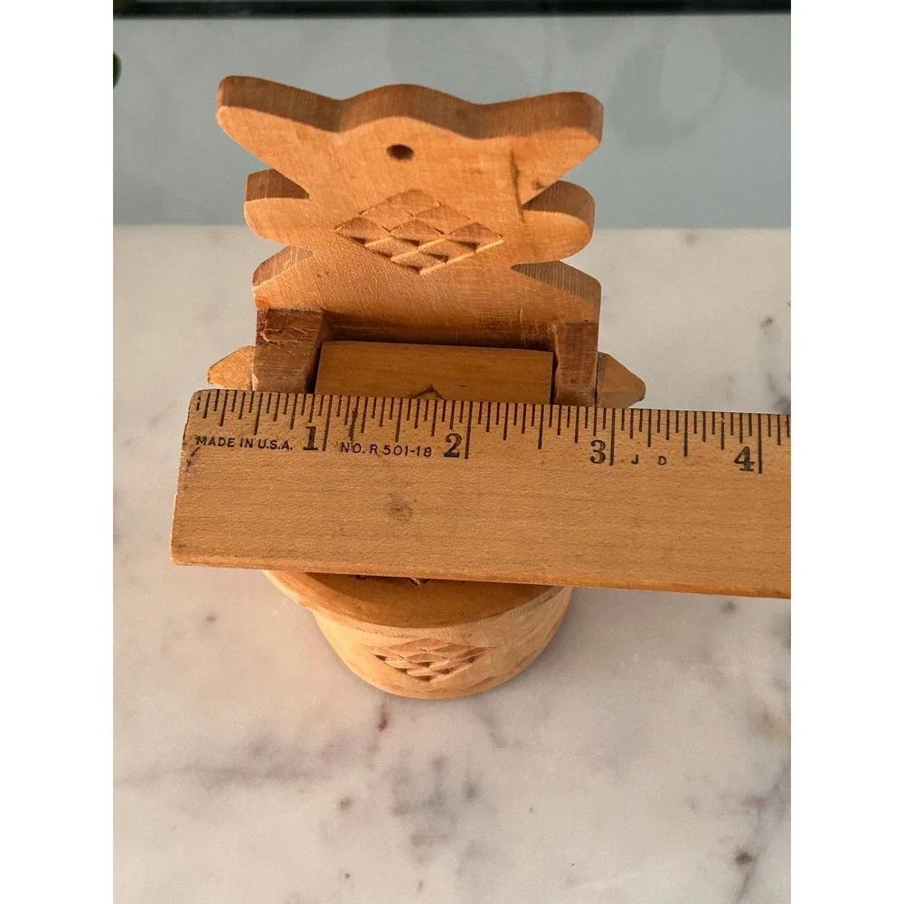 Vintage Milenium Krakow Polish Folk Art Carved Wood Salt Cellar Solniczka 1984